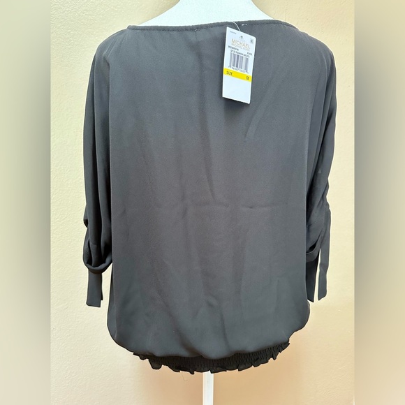 Michael Michael Kors Women's Short Sleeve Black Banded Waist Blouse Size Medium - Picture 3 of 5